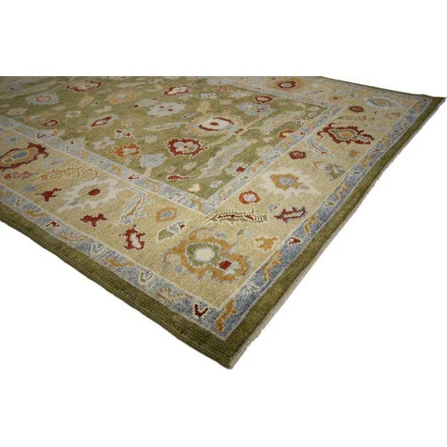 Turkish Oushak Area Rug with Biophilic Design and Modern Style 05’04 x 07’00. This hand knotted wool contemporary Turkish...