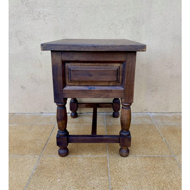 Brown Spanish Baroque Style Walnut Side Table, 1950 For Sale - Image 8 of 11