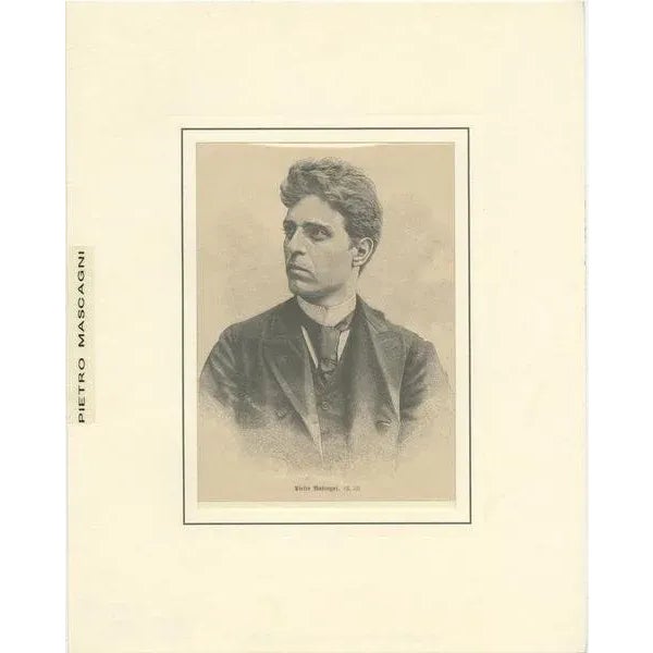 Antique print titled 'Pietro Mascagni'. Portrait of Pietro Mascagni. Pietro Mascagni (7 December 1863 – 2 August 1945) was...