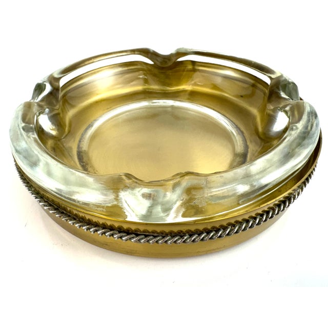 Mid-Century Modern 1960s Mid-Century Italian Glass and Brass Ashtray With Twisted Rope Detail For Sale - Image 3 of 17