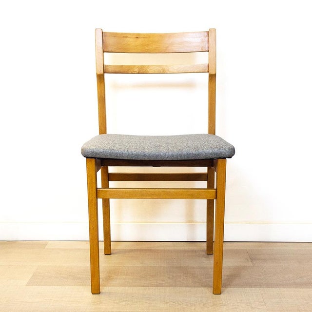 Set of 4 Mid Century chairs from the 1960's made of Beech wood manufactured by Muebles Gascón. The wood was completely...