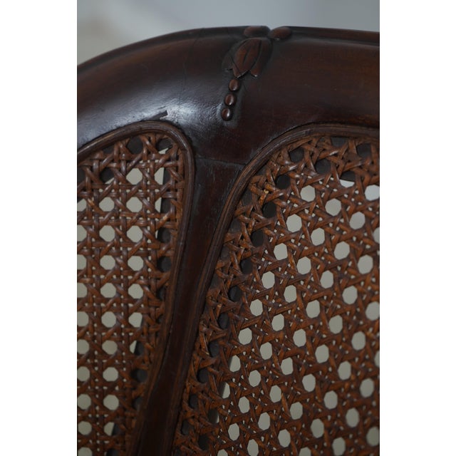 Vintage French Carved Cane Tub Chair For Sale - Image 9 of 18