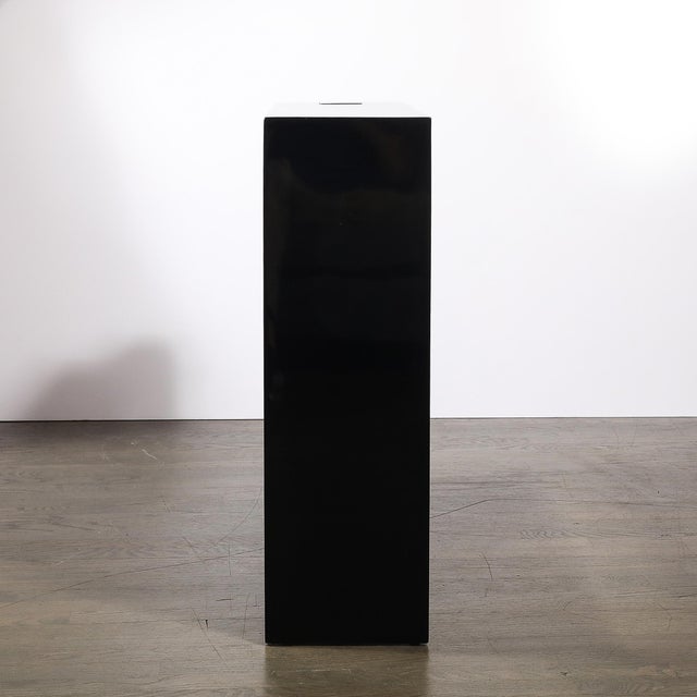 Art Deco Streamlined 3-Tier End Table/Bookcase in Black Lacquer W/ Curved Chrome For Sale - Image 9 of 12