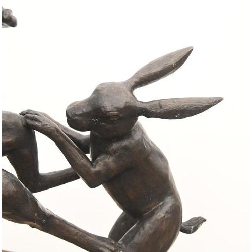 Metal Unknown, Boxing Hares, Bronze For Sale - Image 7 of 9
