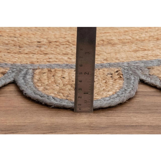 Textile Grey Round Jute Scallop Rug - 6' X 6' For Sale - Image 7 of 9