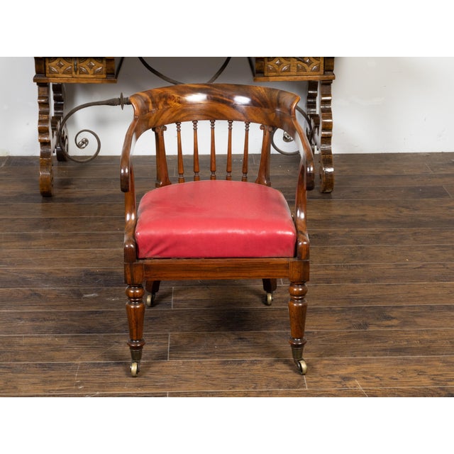 English Regency Period 19th Century Mahogany Horseshoe Back Upholstered Armchair For Sale - Image 4 of 11