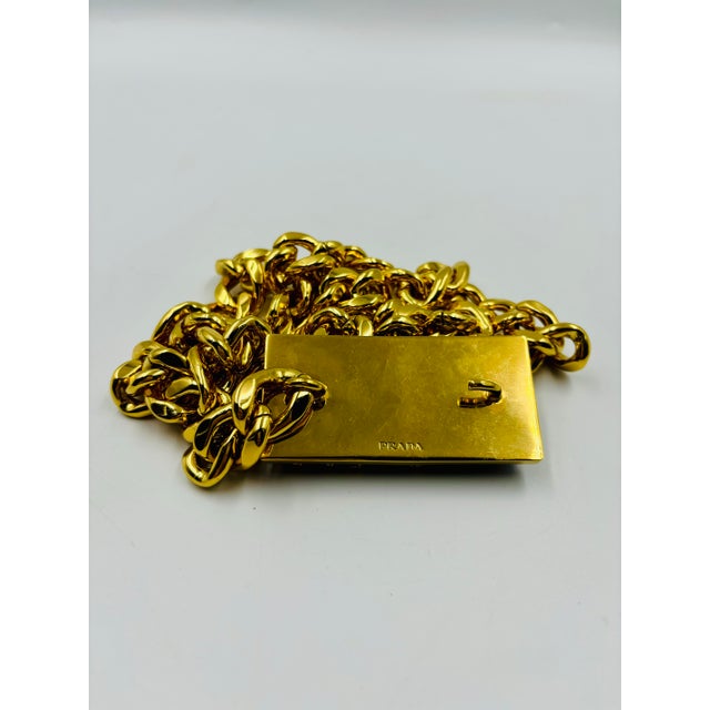 Metal Fabulous & Rare Prada Gemstone Buckle & Gold Chain Belt For Sale - Image 7 of 11
