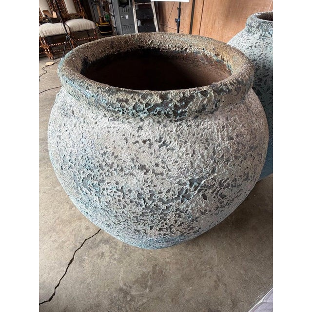 Terra Cotta Blue Urns, Garden Elements, Elegant Design For Sale - Image 15 of 17
