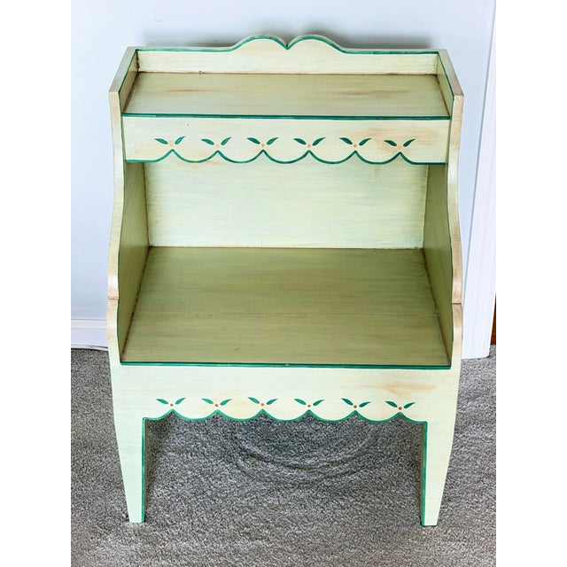 Sweet scalloped edge professionally hand painted nightstand perfect for a baby's room. It's fine as is or could be...