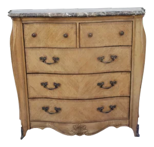 1970s Drexel Heritage French Provincial Style Oak Marble Top Chest