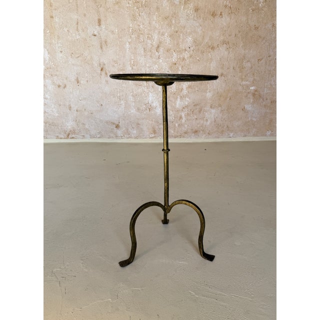Spanish Hand-Forged Iron Drinks Table With Hammered Top and Gold Patina For Sale In New York - Image 6 of 13