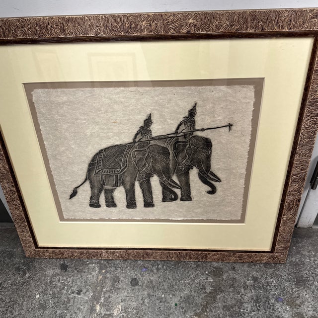 Cambodian Temple Rubbing of Elephants With Riders Holding Spears For Sale - Image 12 of 12