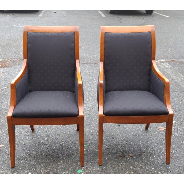 Biedermeier Pair Hickory White Biedermeier Inspired Maple and Upholstered Armchairs For Sale - Image 3 of 10