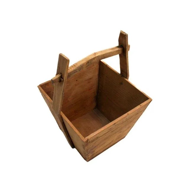 Brown Grain Box With Wood Handle Square For Sale - Image 8 of 10