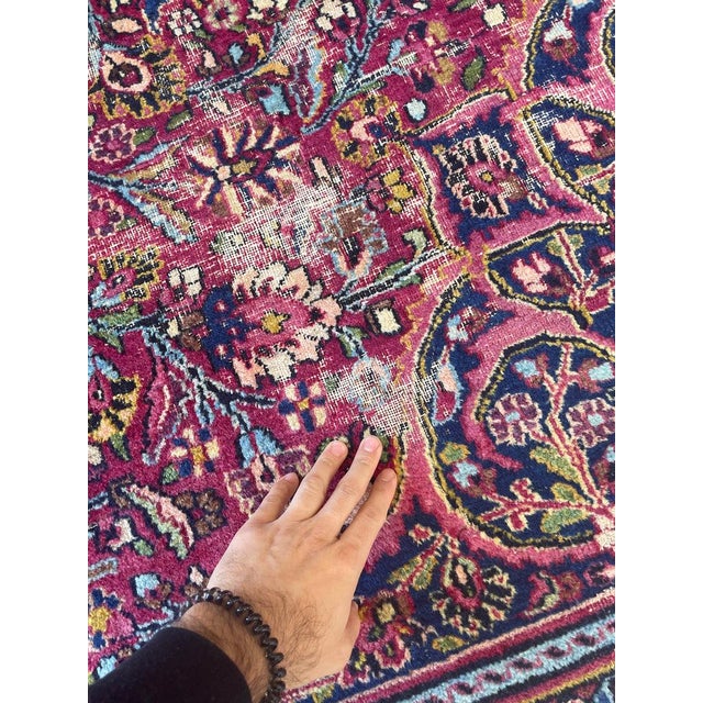 Antique Classical Piece with Signature Jewel Tones with Lime Greens Rug 10 x 13.4 For Sale - Image 10 of 18