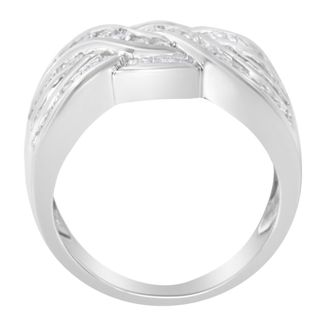 Haus of Brilliance 10K White Gold Diamond Bypass Ring (1 Cttw, H-I Color, I1-I2 Clarity) - Size 7-1/4 For Sale - Image 4 of 6