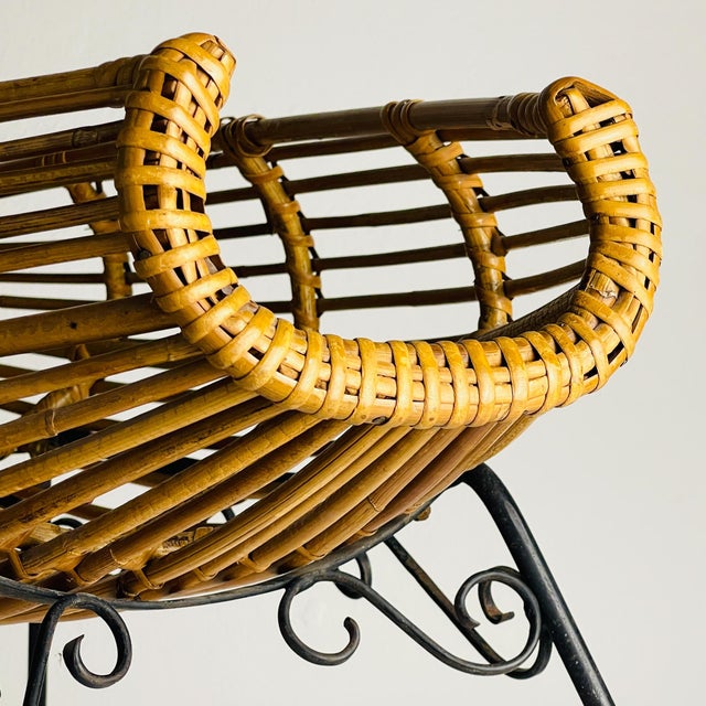 Vintage Rattan Stand or Magazine Rack, Italy, 1960s For Sale - Image 10 of 14