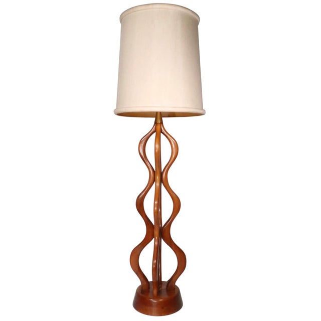 Brown Mid 20th Century Sculptural Wood Mid Century Table Lamp by w.h. Woolums Att. To David Shreve For Sale - Image 8 of 10