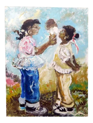 1990s Vintage Andrew Turner "Double Dip'" Oil Painting