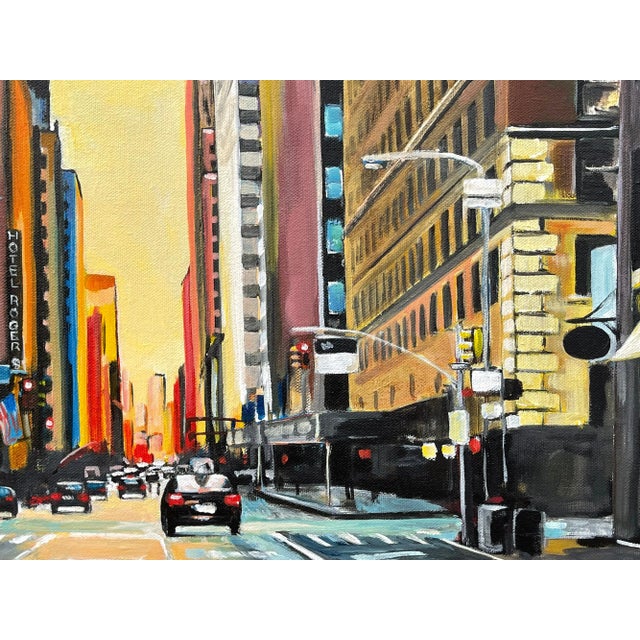 Chrysler Building 42nd Street New York City at Sunset With Golden Yellow Sky by Contemporary British Artist For Sale - Image 10 of 12