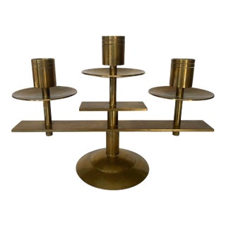 1960s Dantorp Danish Modern Solid Brass Candelabra For Sale