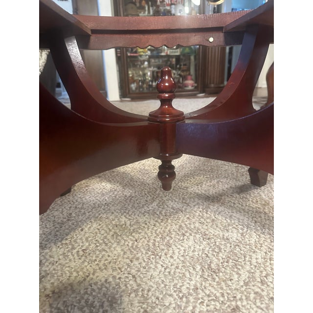 Vintage Oval Marble-Top Coffee Table With Carved Floral Apron (Nice) For Sale - Image 12 of 12