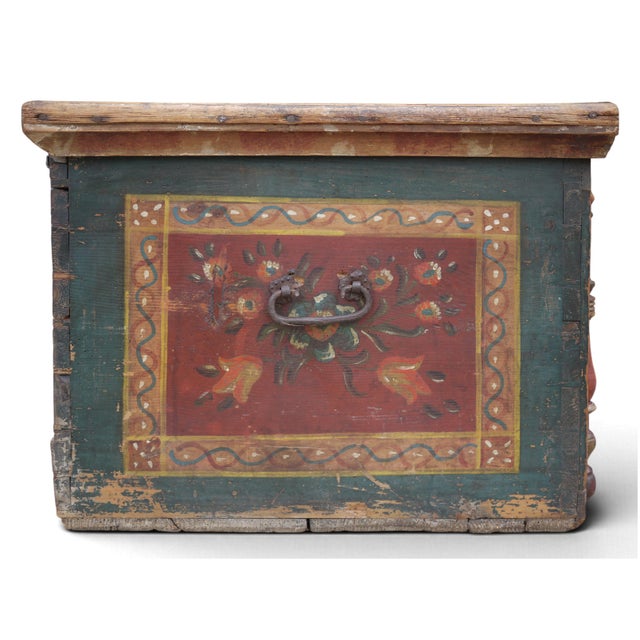 Alpine Painted Chest with Birds and Flower Vases For Sale - Image 10 of 15