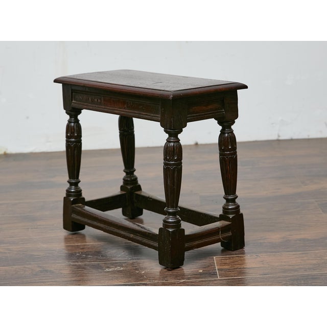Wood 19th Century English Oak Joint Stool with Turned Legs For Sale - Image 7 of 12