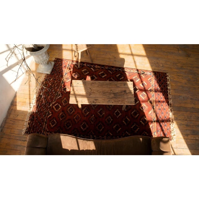 1880s Red Ruby Geometric Tribal Antique Baluch Turkmen Rug 2' 7'' X4' 0'' Knotted Wool Carpet For Sale - Image 11 of 12