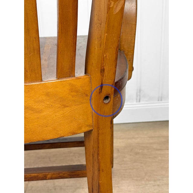 Antique Traditional Mahogany Wood Bankers Library Arm Chair For Sale - Image 14 of 16