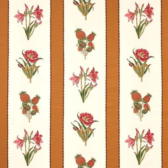 Schumacher Servilia Stripe Fabric in Camel For Sale