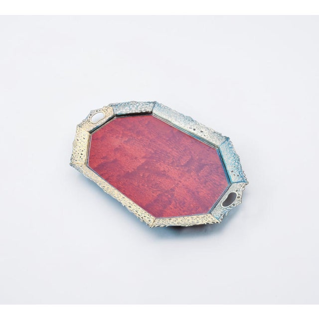 Mid-Century Dutch 835 Silver-Mounted Mahogany Serving Tray by Hooijkaas Schoonhoven, 1950s For Sale - Image 10 of 11