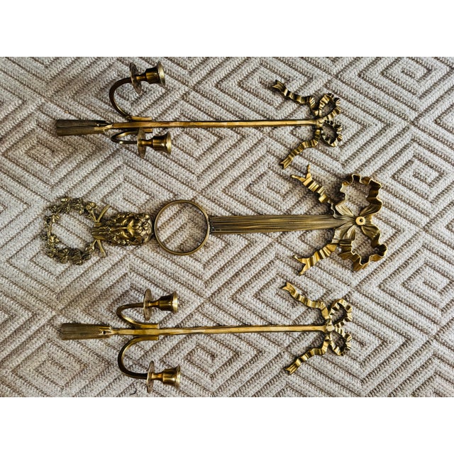 Vintage Brass Candle Holders/Candle Sconces/ Wall Decor For Sale - Image 9 of 14