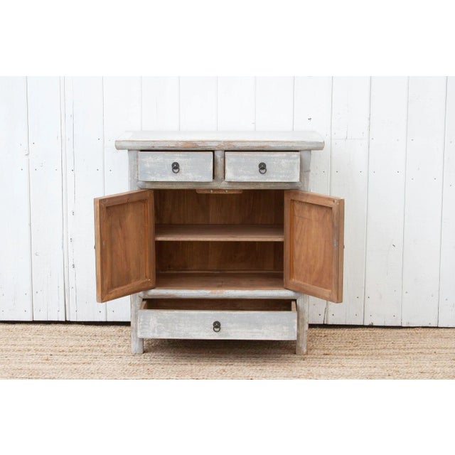 Wood Light Gray Painted Cabinet For Sale - Image 7 of 11