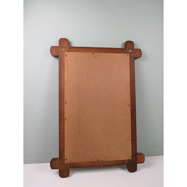 Large Brutalist Hand-Carved Mirror in Oak, 1960s For Sale - Image 10 of 11