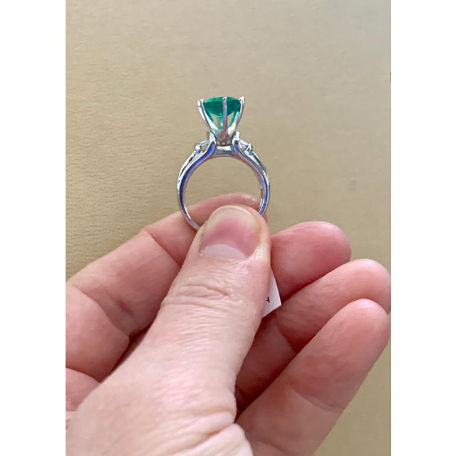 5.5 Carat Oval Cut Emerald and Diamond in 18 Karat/Platinum Two-Tone Ring Estate For Sale - Image 13 of 18