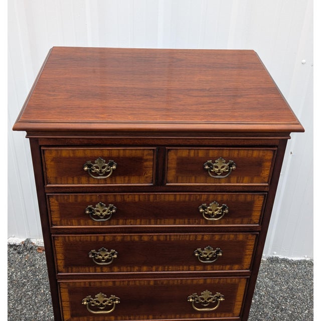 Traditional Mid 20th Century Drexel Georgian Lingerie Chest With Chippendale Brass Pulls For Sale - Image 3 of 13