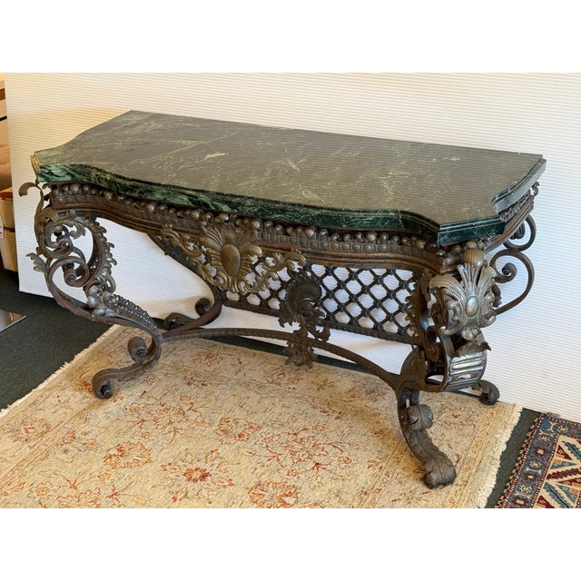 Louis XV Acanthus Leaf + Green Marble Console Table For Sale - Image 11 of 18