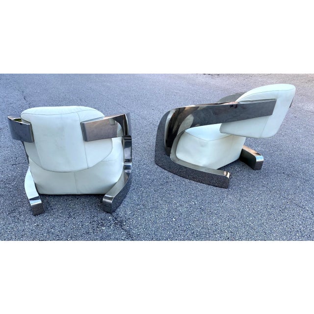Modern Aviator Lounge Chairs in the Style of Milo Baughman - a Pair For Sale In West Palm - Image 6 of 9