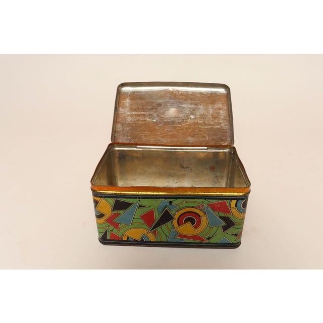 Art Deco Bauhaus Geometric Decorative Tin Box With Brass Handle For Sale In New York - Image 6 of 18