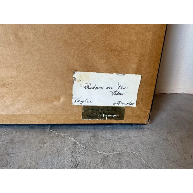 1980's Sheila W. Langlois " Shadows on the Tetons " Watercolor Landscape Painting, Framed For Sale - Image 11 of 12