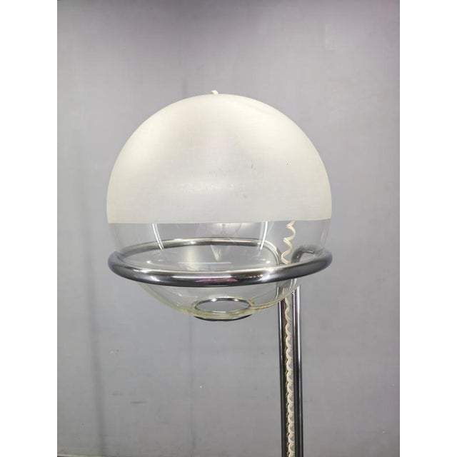 Italian Chrome Floor Lamp with Glass Globe, 1970s For Sale - Image 4 of 14