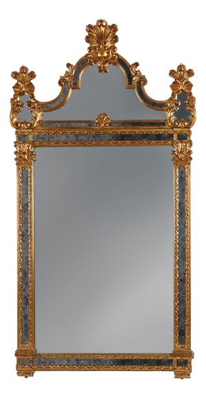 20th Century Belgian Rococo-Venetian Mirror in Gilded Wood, 1980s