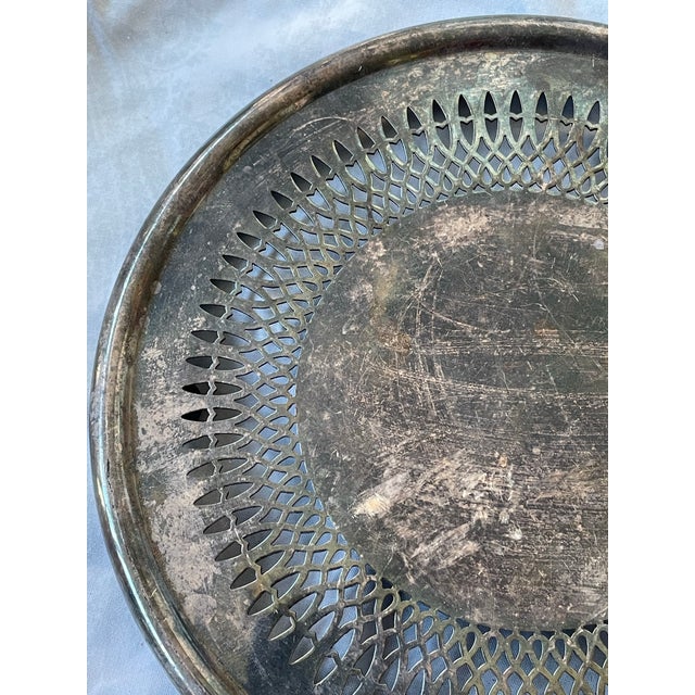Mid 20th Century Gorham Newport Silver Plate 8" Round Footed Reticulated Trivet For Sale - Image 4 of 10