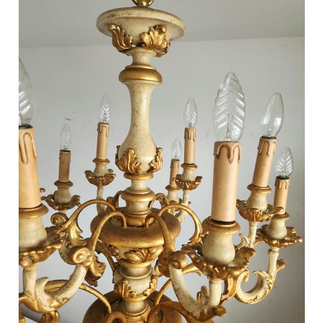 Vintage Florentine Chandelier with Gold Leaf, 1930s For Sale - Image 15 of 18