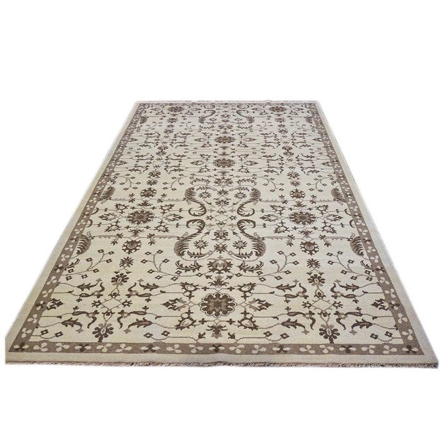 Islamic Afghan Wool Sultanabad Masters 6X10 Ivory and Brown Area Handmade Area Rug #1143397 For Sale - Image 3 of 5