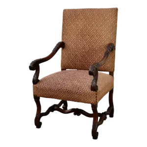 Vintage Carved Renaissance Style Chair W/Stretcher Base