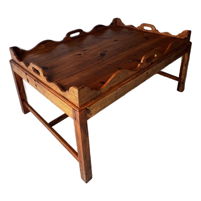 Late 20th Century Large Ralph Lauren Knotty Pine Tray Top Coffee Table For Sale