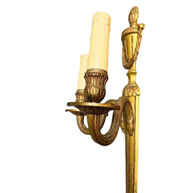 1880 Louis XVI Style Two-Light Wall Sconces - a Pair For Sale - Image 6 of 8