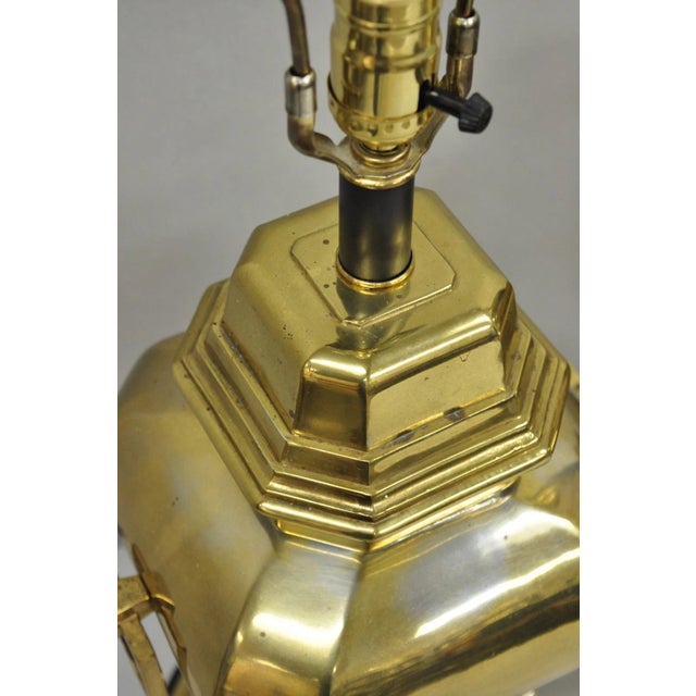 Gold Vintage Chinoiserie Chinese Ginger Jar Brass Plated Metal Table Lamps - A Pair For Sale - Image 8 of 14